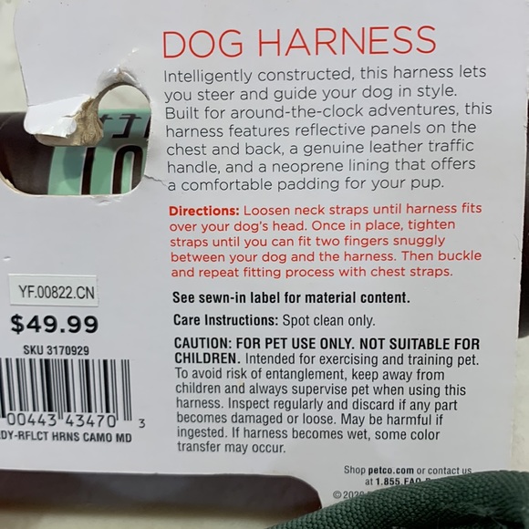 NWT Reddy Dog Harness Green Camouflage Sz LG & MD **BENEFITS ANIMAL RESCUE** - Picture 5 of 12